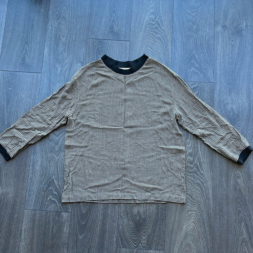 MAISON KITSUNE Houndstooth Wool Blend Blouse, 3/4 sleeves. Women’s Size EU38